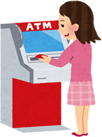 提携ATMを操作する女性